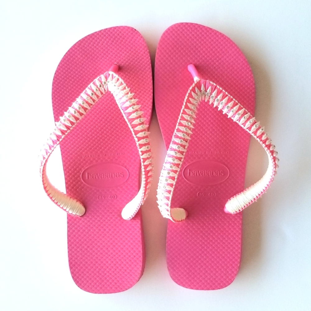 Brand NEW Havaianas Rhinestones & Pearls 9-10 USA, 39-40